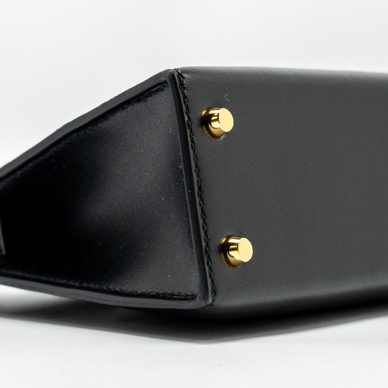 Hermes Mini Kelly Tadelakt Black GHW Stamp B