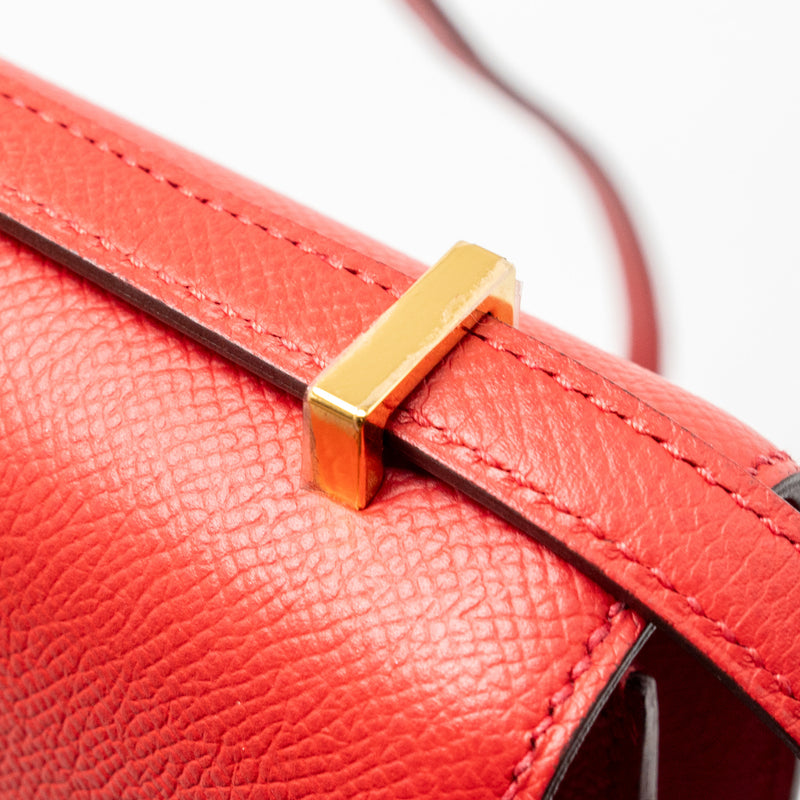 Hermes Mini Constance Epsom Q5 Rouge Casaque GHW Stamp C