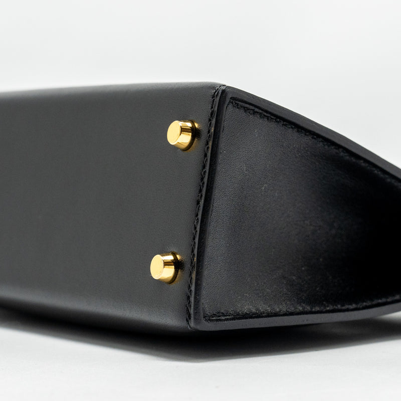 Hermes Mini Kelly Tadelakt Black GHW Stamp B