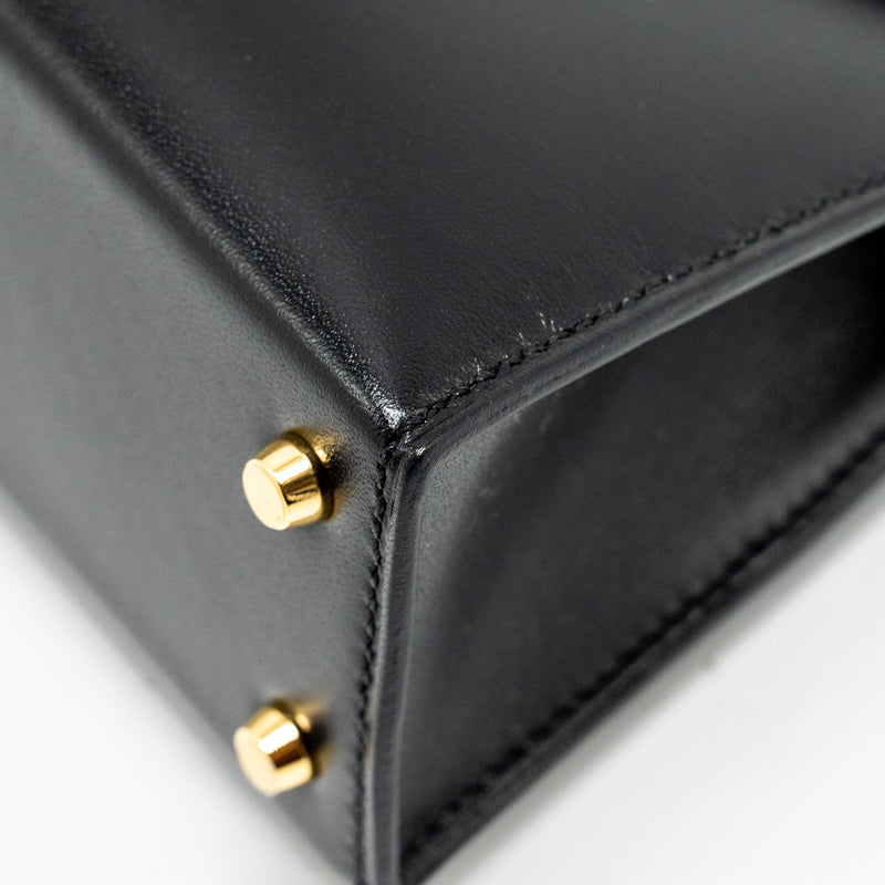 Hermes Mini Kelly Tadelakt Black GHW Stamp B