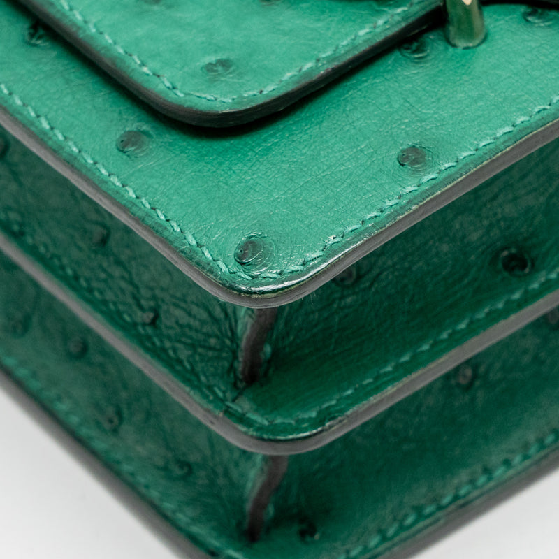 Hermes Mini Roulis Ostrich vert Verona SHW stamp A