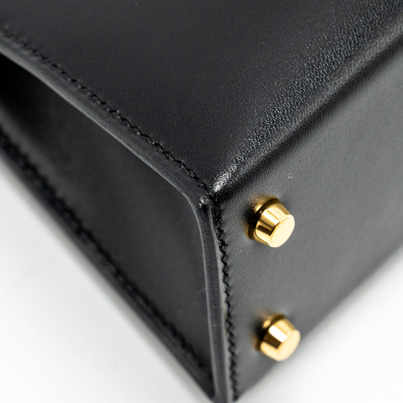 Hermes Mini Kelly Tadelakt Black GHW Stamp B