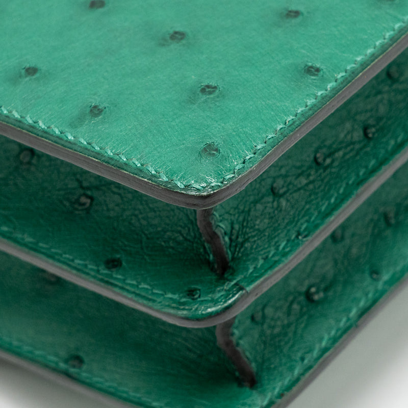 Hermes Mini Roulis Ostrich vert Verona SHW stamp A