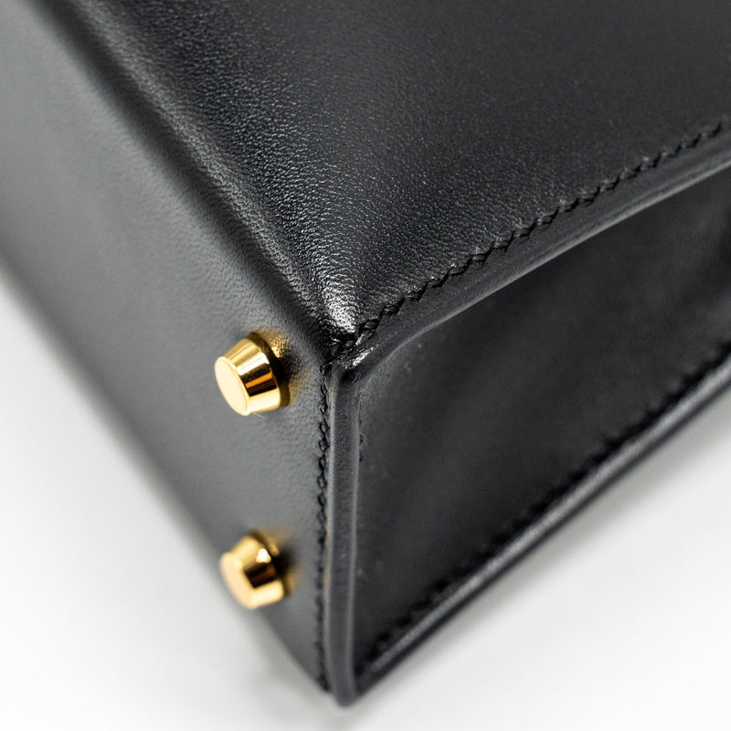 Hermes Mini Kelly Tadelakt Black GHW Stamp B