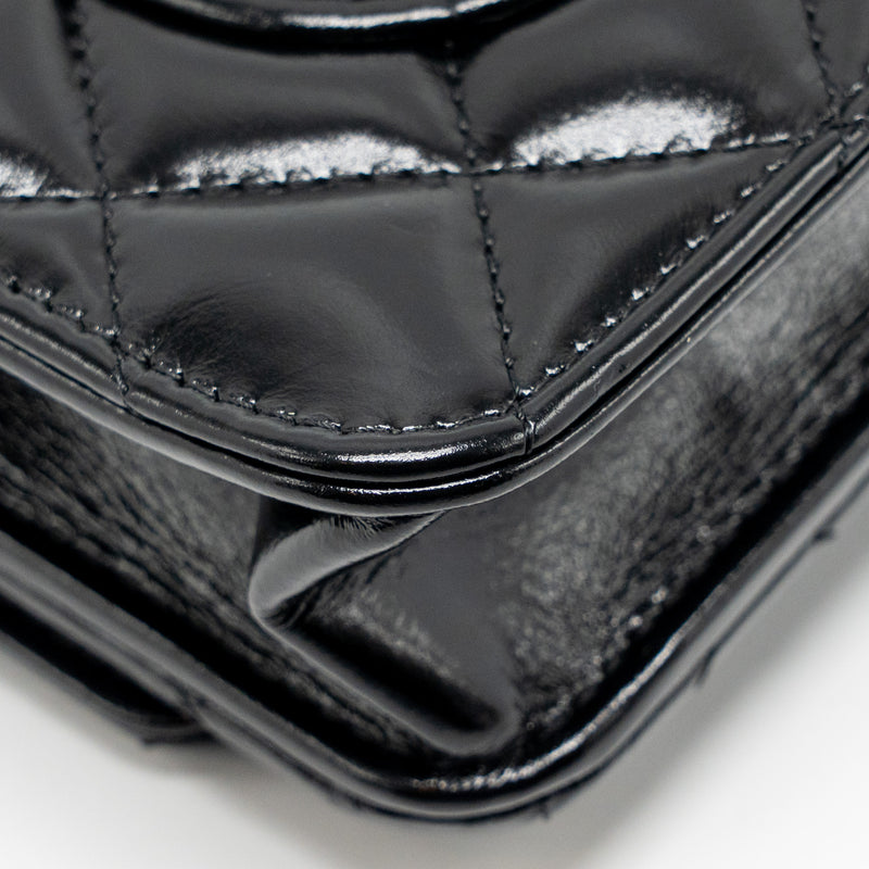 Chanel 24A Detailed Chain Wallet on Chain Shiny Calfskin Black GHW (Microchip）