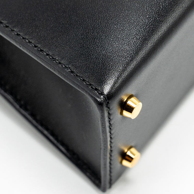 Hermes Mini Kelly Tadelakt Black GHW Stamp B