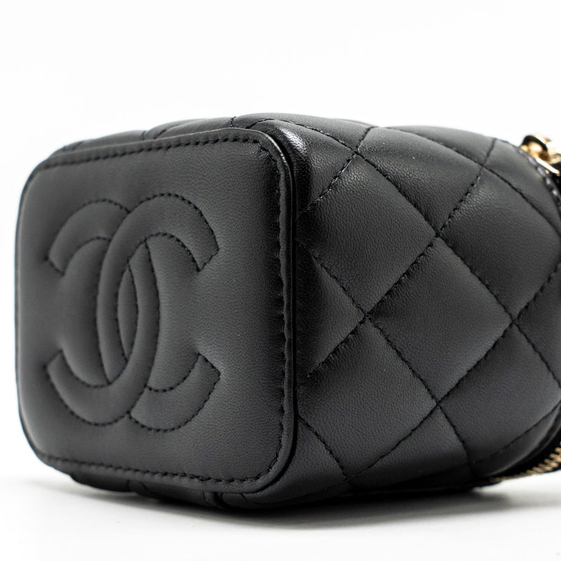 Chanel Top handle mini vanity with chain lambskin black LGHW (microchip)
