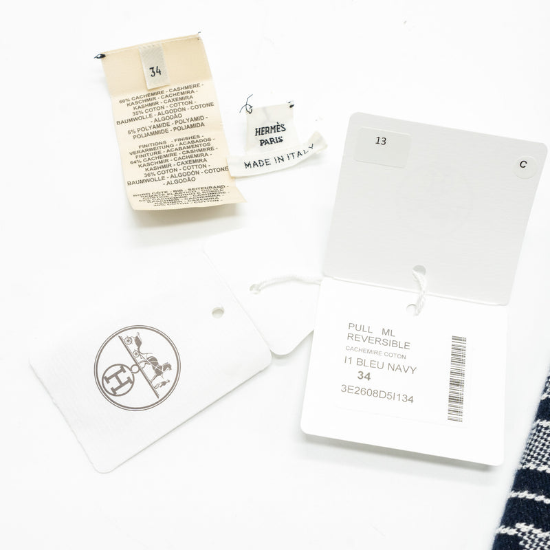 hermes size 34 reversible knitwear cashmere / cotton Navy