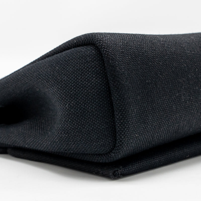 Hermes Herbag Mini Canvas/Hunter Leather Black SHW Stamp W