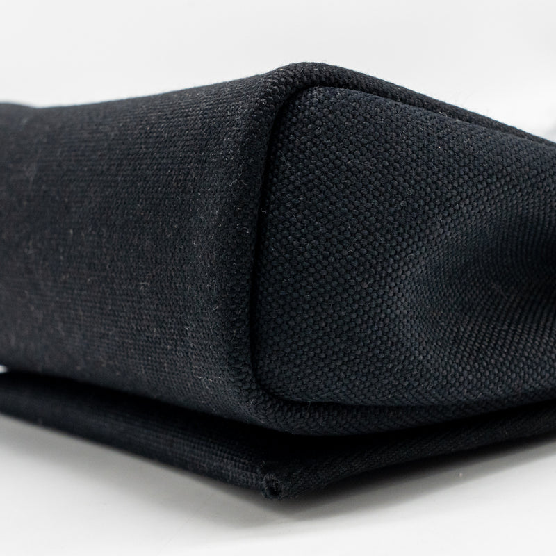 Hermes Herbag Mini Canvas/Hunter Leather Black SHW Stamp W