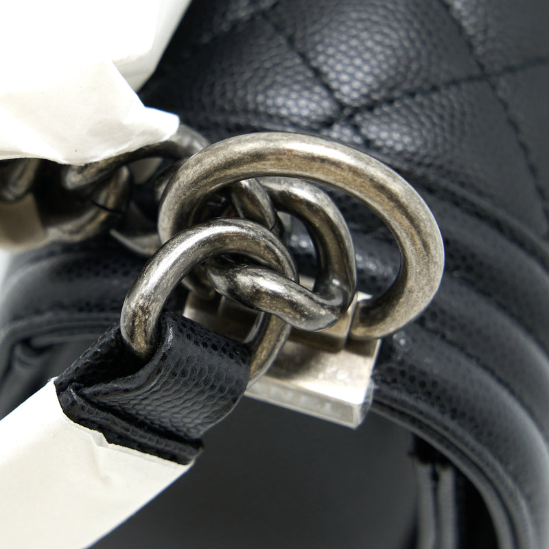 Chanel Small Boy Bag Caviar Black Ruthenium SHW (Microchip)