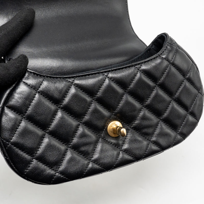Chanel 24c Top Handle Flap Bag Quilted Lambskin Black GHW (microchip)