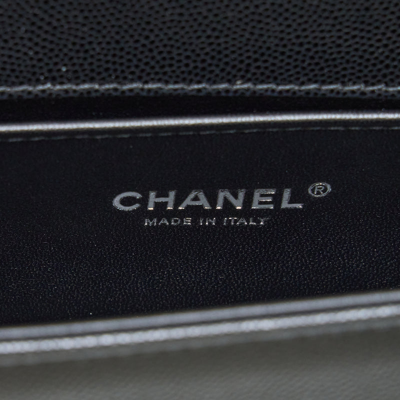 Chanel Small Boy Bag Caviar Black Ruthenium SHW (Microchip)