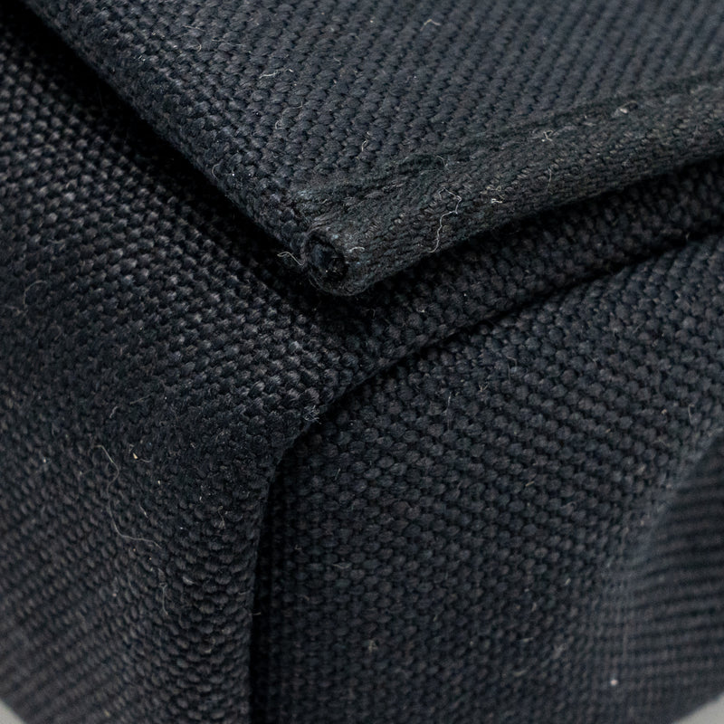 Hermes Herbag Mini Canvas/Hunter Leather Black SHW Stamp W