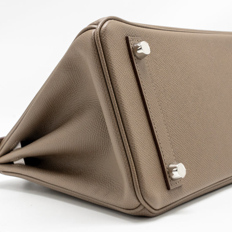 Hermes birkin 25 Epsom etoupe / gris pale / ebene SHW stamp B