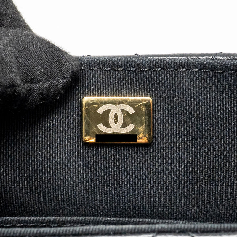 Chanel 24c Top Handle Flap Bag Quilted Lambskin Black GHW (microchip)