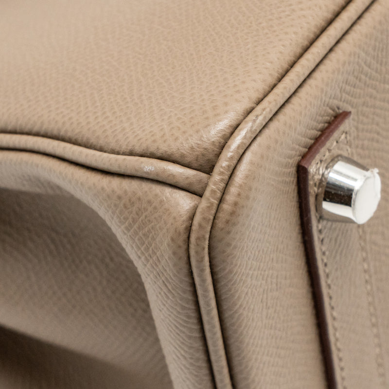 Hermes birkin 25 Epsom etoupe / gris pale / ebene SHW stamp B