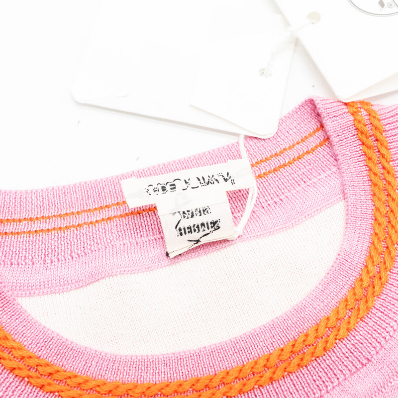 hermes size 34 short sleeve sweater cashmere / silk pink multicolour