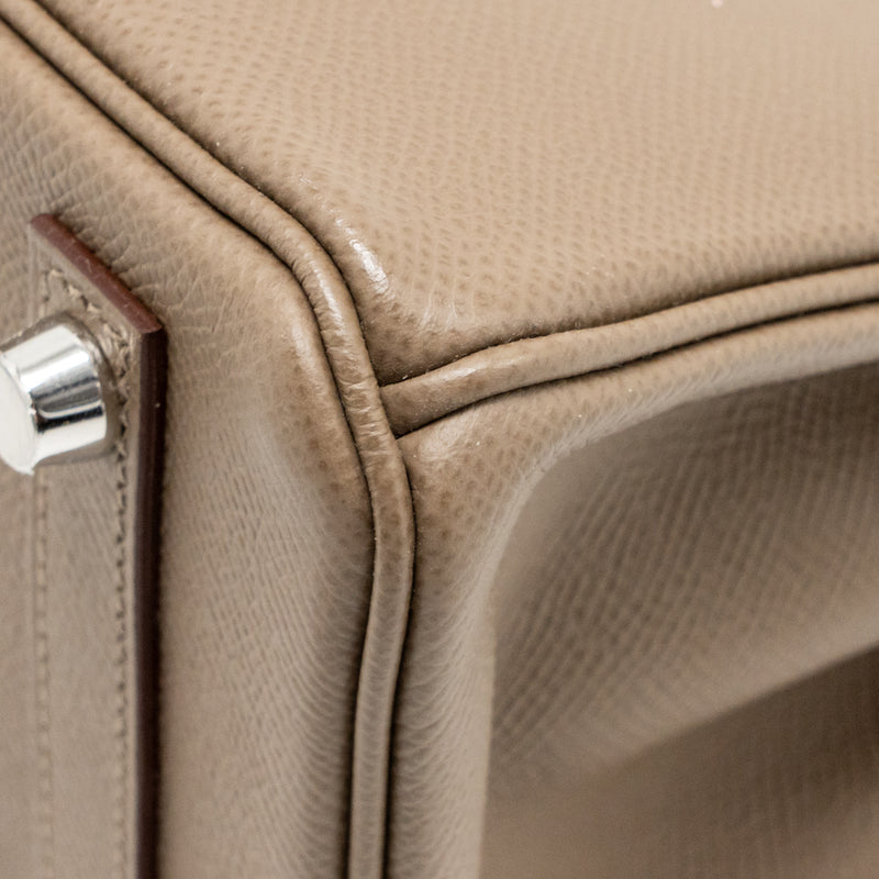 Hermes birkin 25 Epsom etoupe / gris pale / ebene SHW stamp B