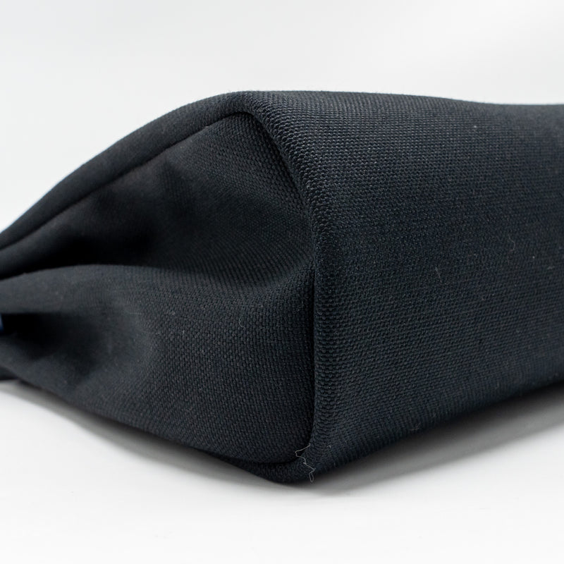 Hermes Herbag 31 zip bag canvas/leather black/blue saphir SHW stamp U