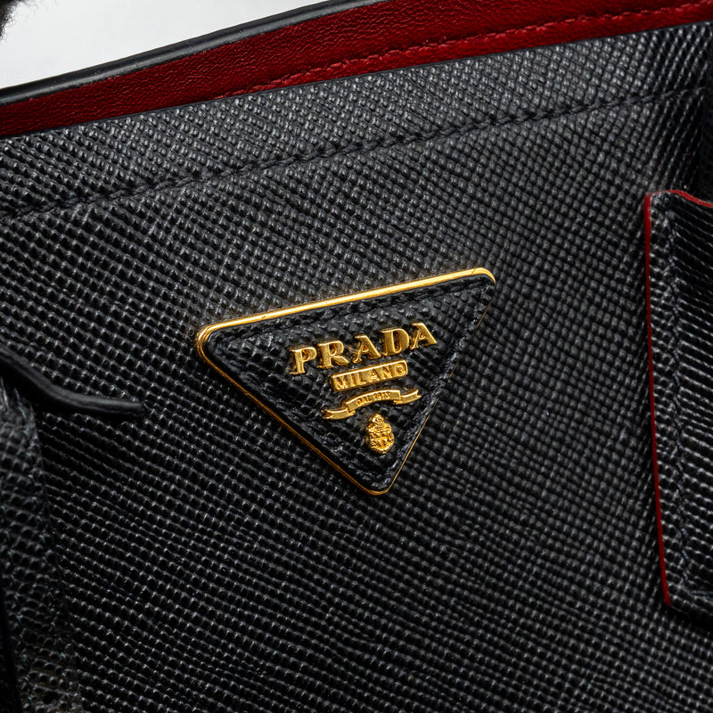 Prada double bag Saffiano calfskin black GHW