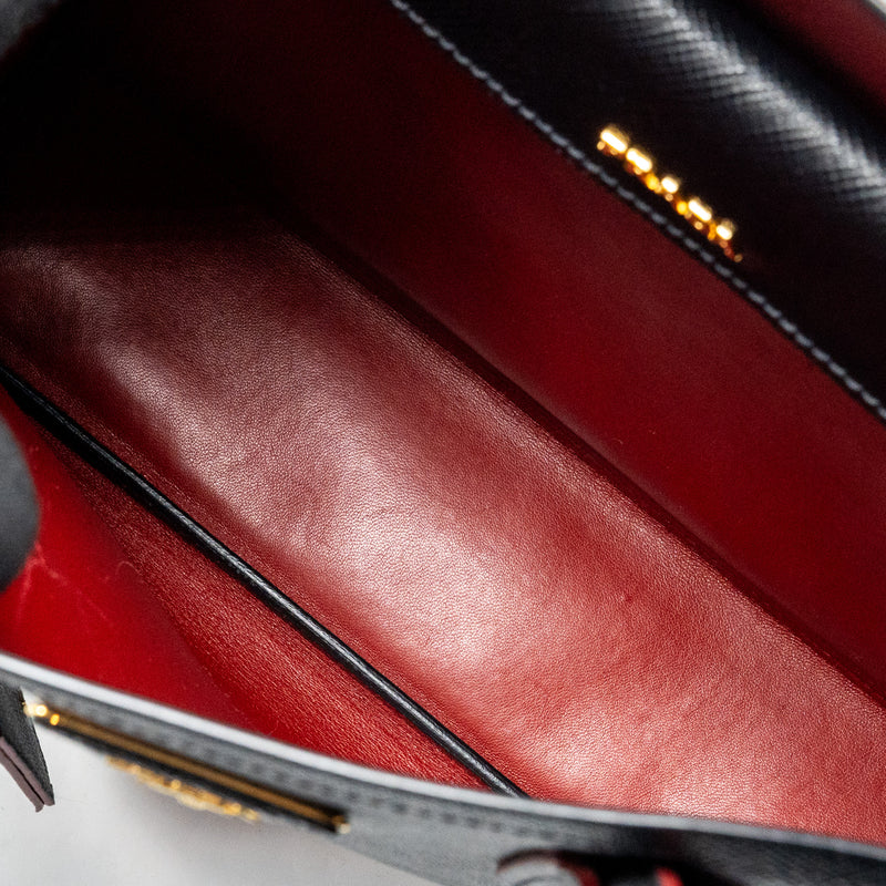 Prada double bag Saffiano calfskin black GHW