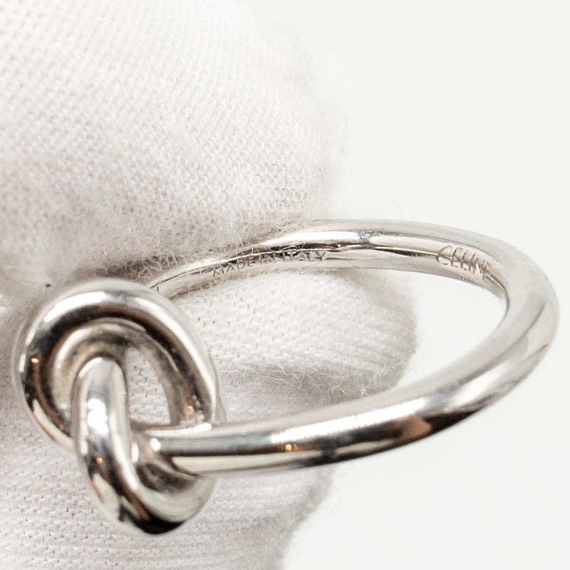 Celine Size 52 Knot Ring Brass Rhodium Silver Tone