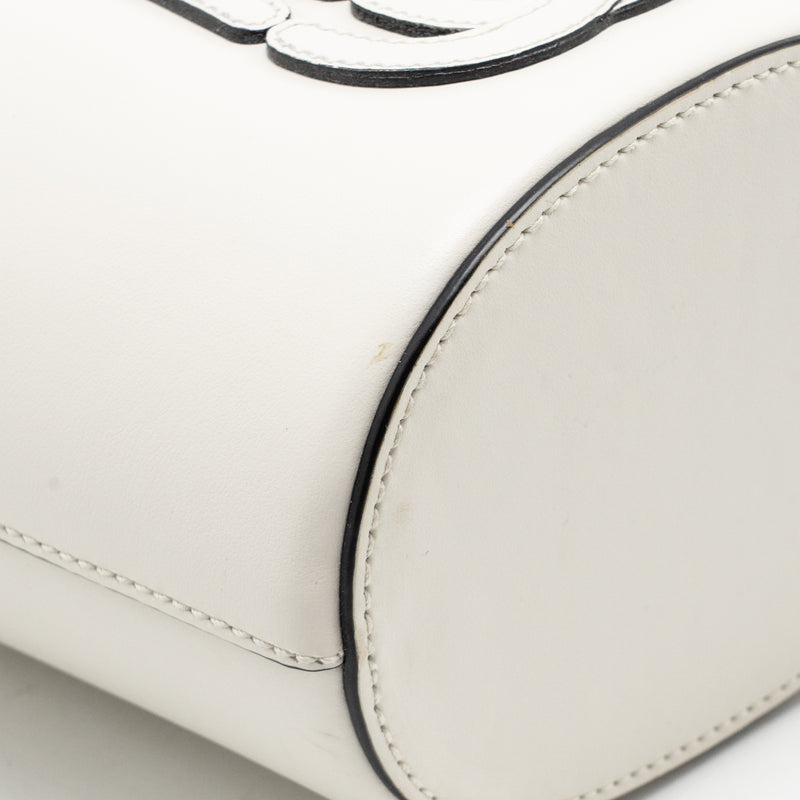 Miu Miu City Sport Bamboo Handle Bucket Bag Leather White GHW