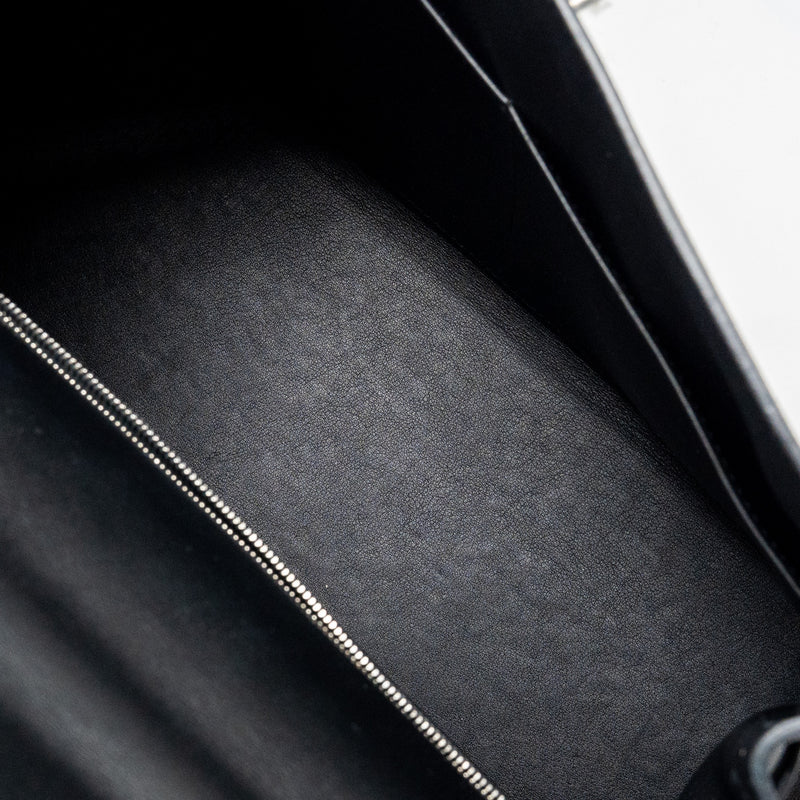 Hermes Kelly 32 limited edition Toile de washed canvas / swift leather black / cavalcadour print SHW stamp A