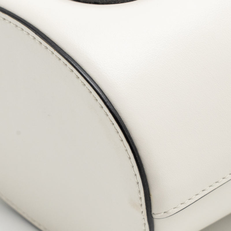 Miu Miu City Sport Bamboo Handle Bucket Bag Leather White GHW