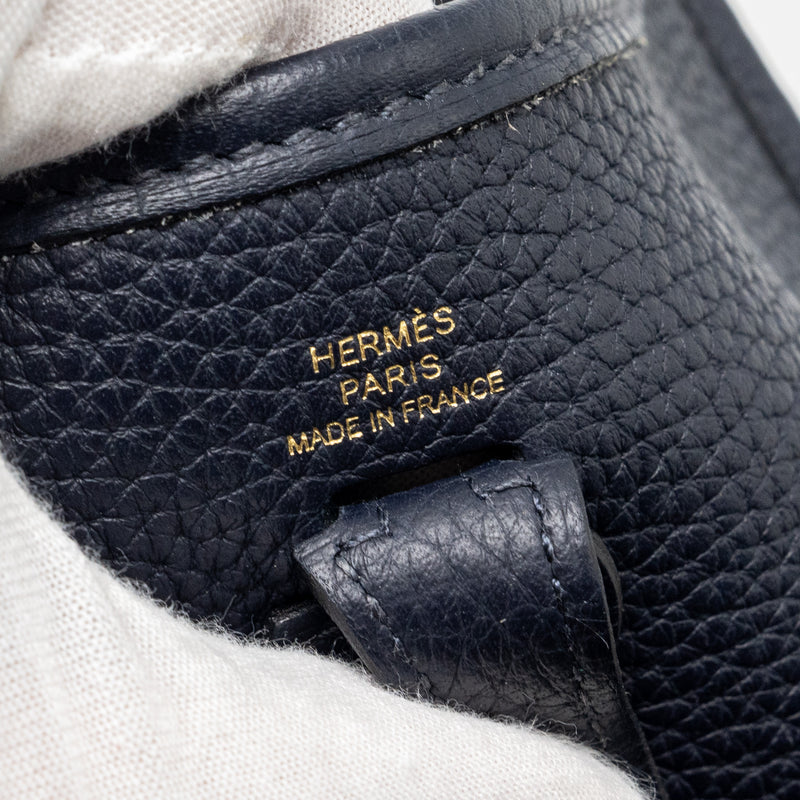 Hermes mini evelyn clemence blue nuit GHW stamp Y