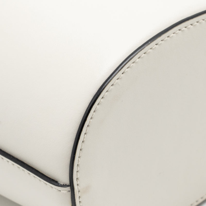 Miu Miu City Sport Bamboo Handle Bucket Bag Leather White GHW