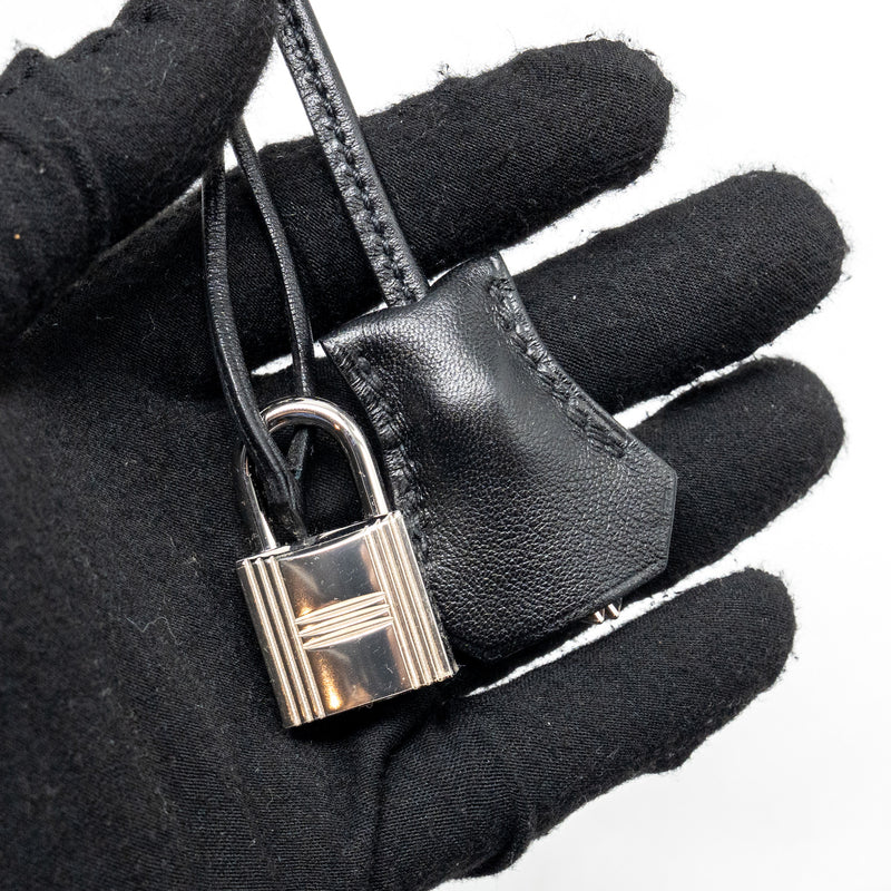 Hermes Kelly 32 limited edition Toile de washed canvas / swift leather black / cavalcadour print SHW stamp A