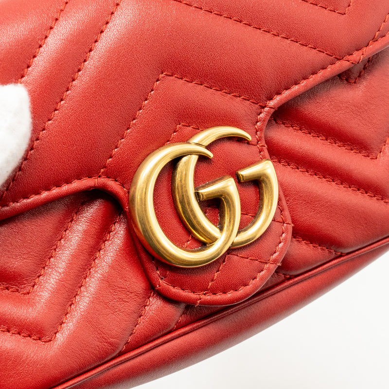 Gucci Super Mini GG Marmont Calfskin Red GHW