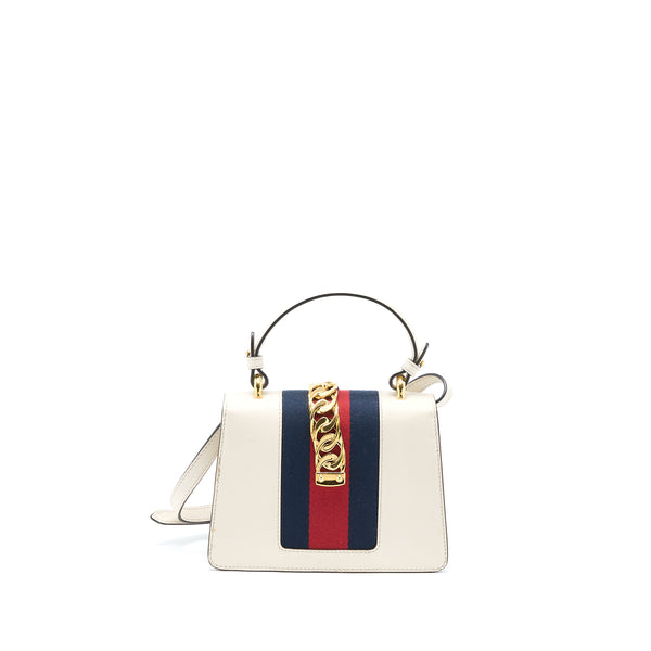 Gucci Mini Top Handle Sylvie Bag Calfskin White GHW