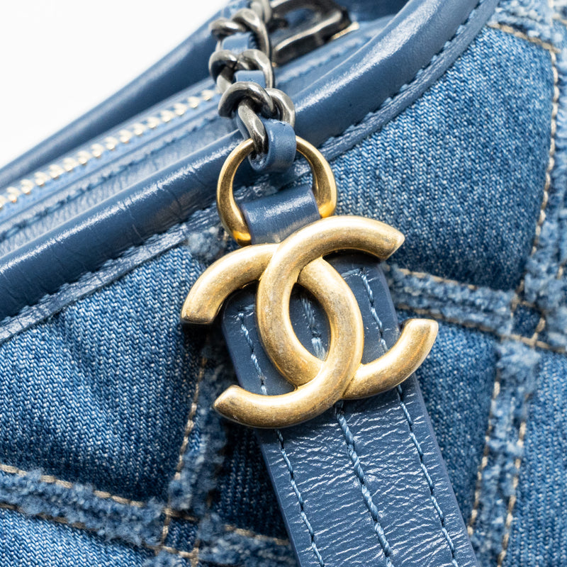 Chanel Small Gabrielle Hobo Bag Blue Denim GHW
