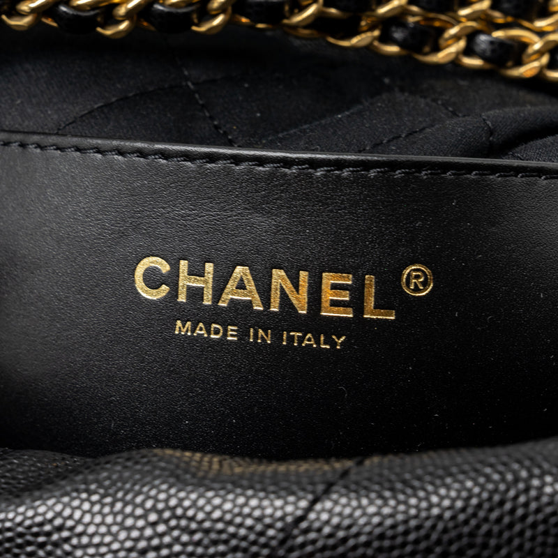 Chanel Mini 22 Bag Caviar Black GHW (Microchip)