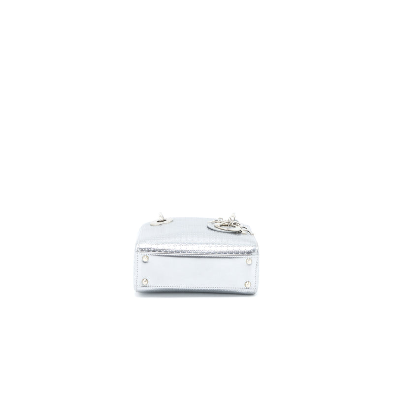 Dior Mini Lady Dior Patent Metallic Silver SHW