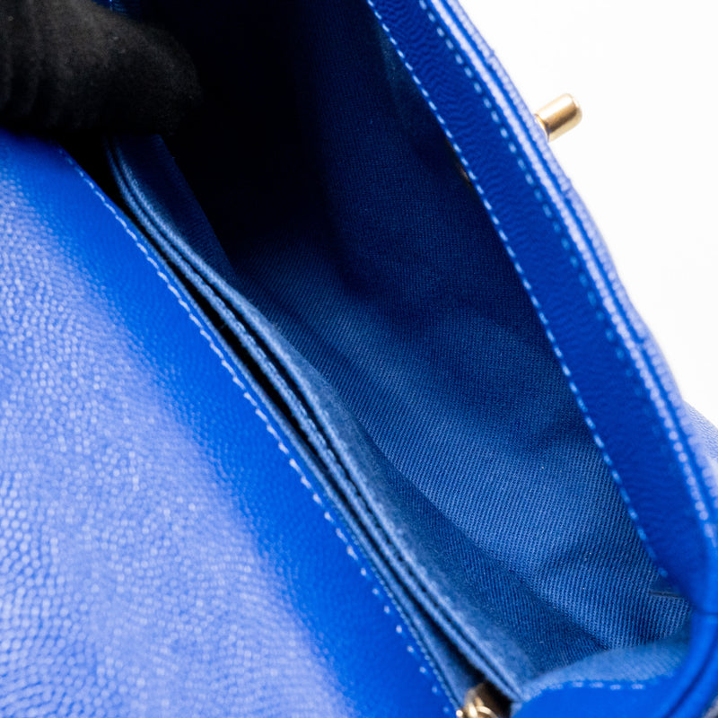 Chanel Small Coco Handle Chevron Caviar Blue GHW