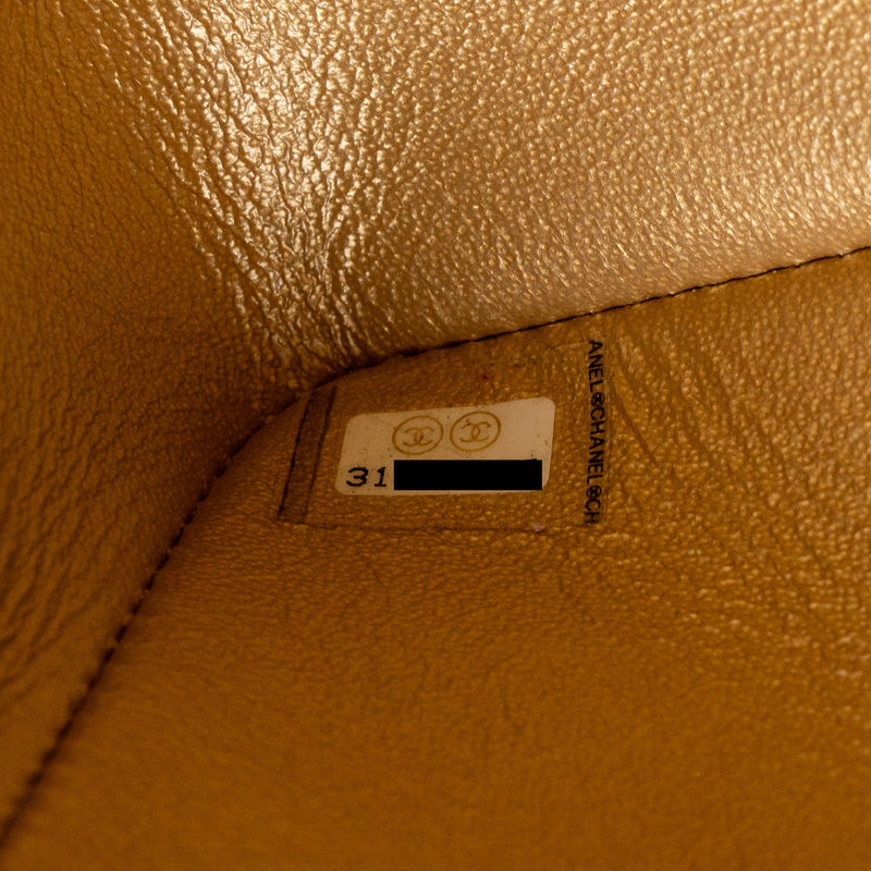 Chanel Mini Rectangular flap bag lambskin metallic gold LGHW
