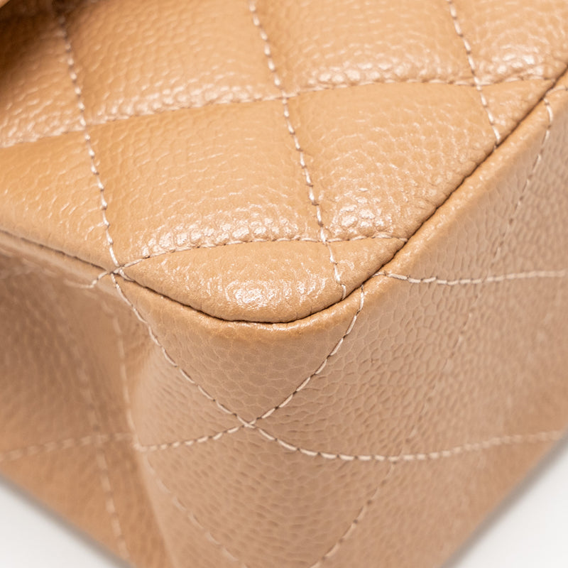 Chanel Medium Classic Double Flap Bag Caviar Dark Beige LGHW