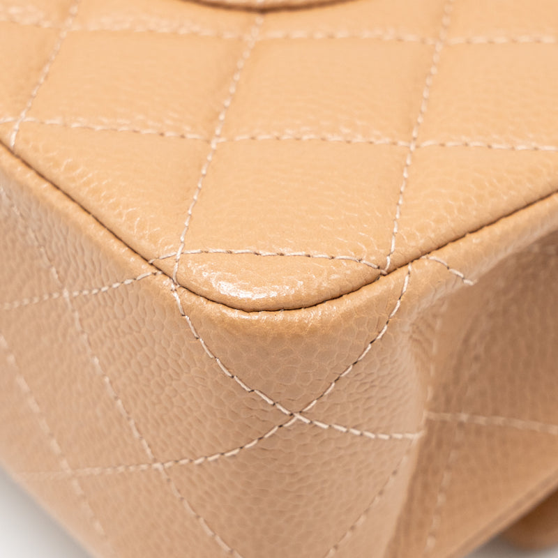 Chanel Medium Classic Double Flap Bag Caviar Dark Beige LGHW