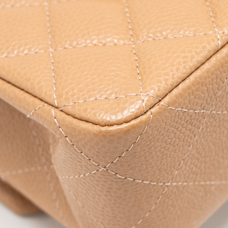 Chanel Medium Classic Double Flap Bag Caviar Dark Beige LGHW