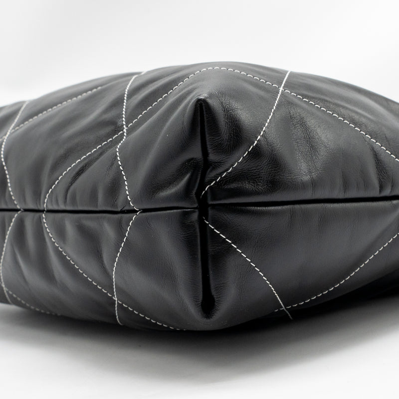 Chanel Small 22 Bag White Stitching Calfskin Black GHW (Microchip)