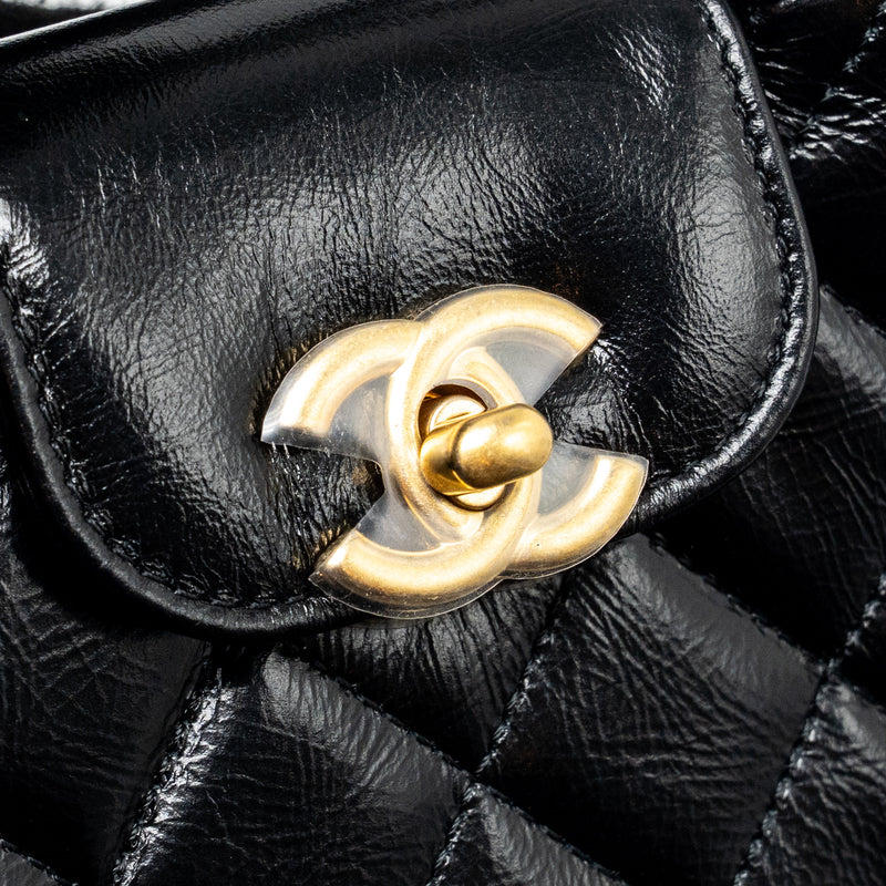 Chanel 24p Mini Nano Kelly Shopper Calfskin Black GHW (Microchip)