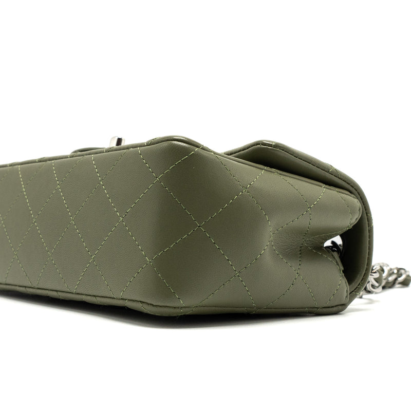 Chanel Mini Rectangular Flap Bag Lambskin Green SHW (Microchip)