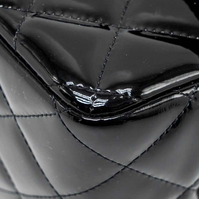 CHANEL Jumbo Classic Double Flap Bag Patent Black SHW