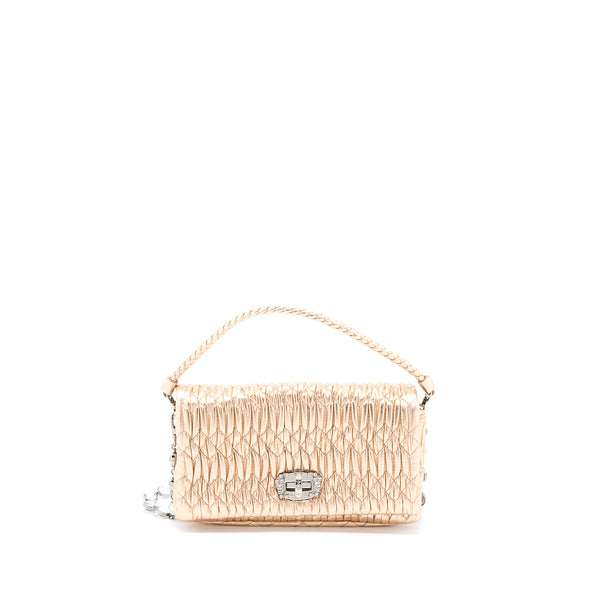 Miumiu Crystal Shoulder Bag Nappa Cipria Lame SHW