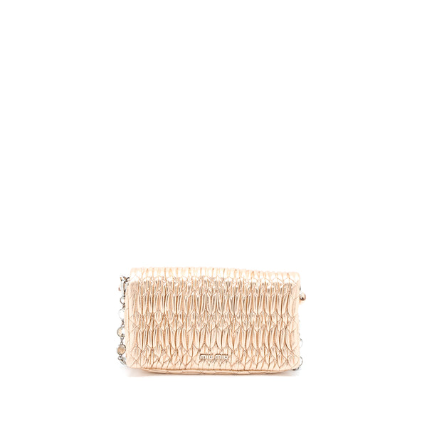 Miumiu Crystal Shoulder Bag Nappa Cipria Lame SHW