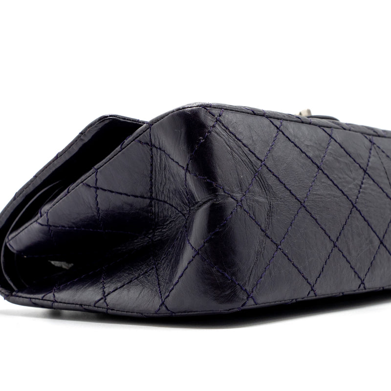 CHANEL Large 2.55  REISSUE FLAP BAG AGED CALFSKIN DARK PURPLE RUTHENIUM HARDWARE